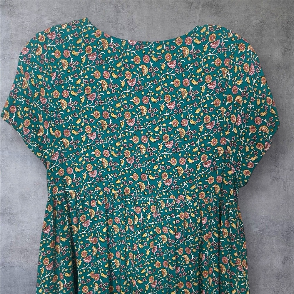 Natural Life Avery Floral Midi  Dress Womens XS/S  Turquoise/Orange Boho Peasant - Picture 6 of 8